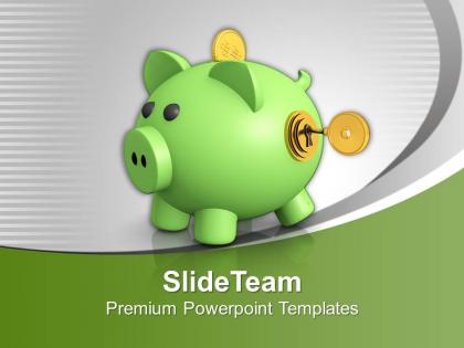 Piggy bank with key closed future powerpoint templates ppt themes and graphics 0213