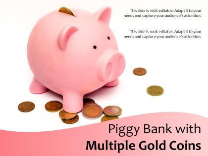 Piggy bank with multiple gold coins
