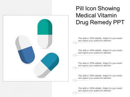 Pill icon showing medical vitamin drug remedy ppt