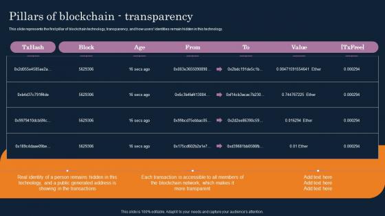 Pillars Of Blockchain Transparency Cryptographic Ledger IT