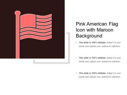 Pink american flag icon with maroon background