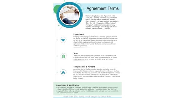 Pipeline Proposal Agreement Terms One Pager Sample Example Document