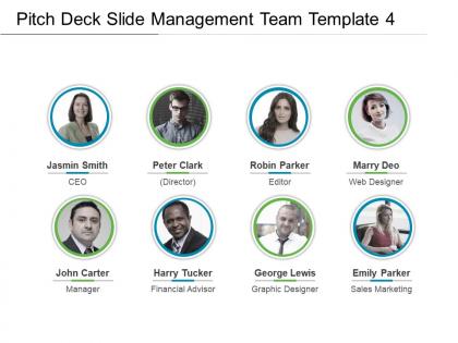 Pitch deck slide management team template 4 presentation visuals