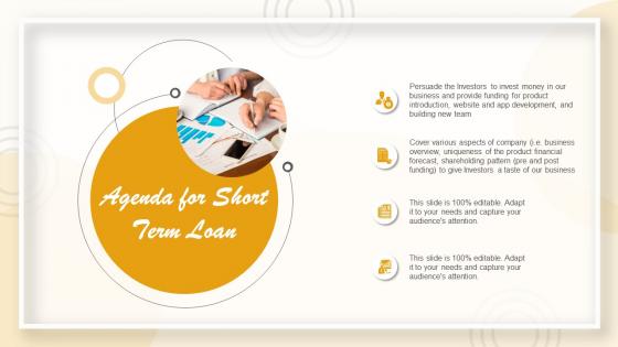 Pitch deck to raise funding from short term agenda for short term loan