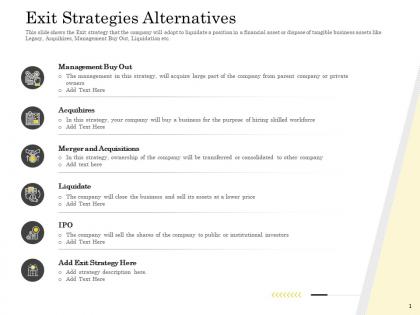 Pitch deck to raise private alternatives liquidate acquisitions ppt presentation themes