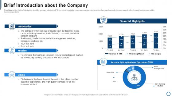 Pitchbook for capital funding deal brief introduction about the company