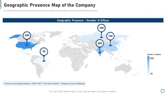 Pitchbook for capital funding deal geographic presence map of the company