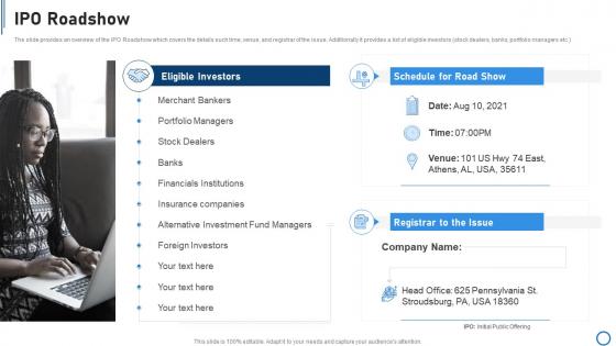 Pitchbook for capital funding deal ipo roadshow