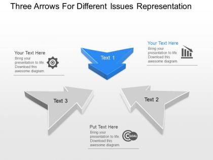 Pl three arrows for different issues representation powerpoint template slide