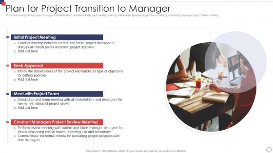 Plan For Project Transition To Manager