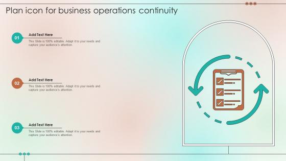 Plan Icon For Business Operations Continuity