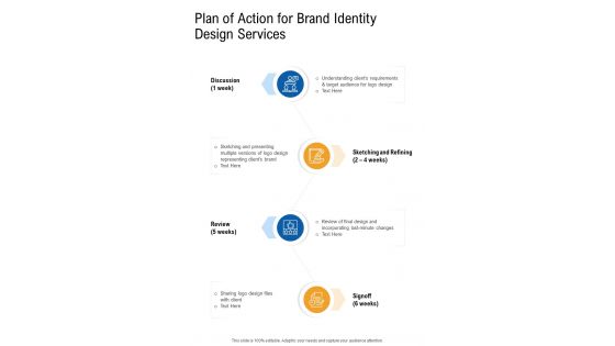 Plan Of Action For Brand Identity Design Services One Pager Sample Example Document