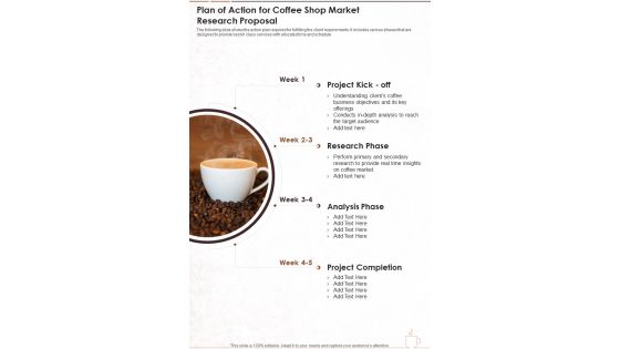 Plan Of Action For Coffee Shop Market Research Proposal One Pager Sample Example Document