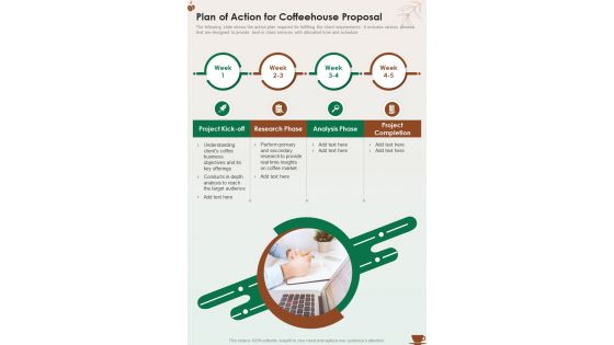 Plan Of Action For Coffeehouse Proposal One Pager Sample Example Document