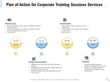 Plan of action for corporate training sessions services ppt file design