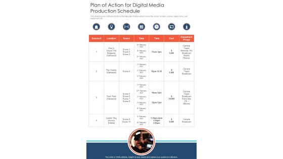Plan Of Action For Digital Media Production Schedule One Pager Sample Example Document