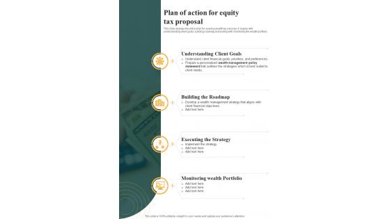 Plan Of Action For Equity Tax Proposal One Pager Sample Example Document