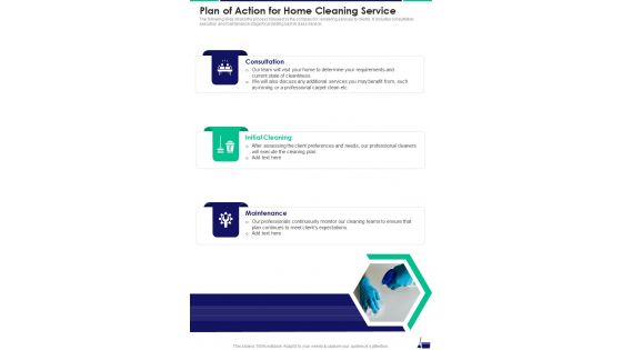 Plan Of Action For Home Cleaning Service One Pager Sample Example Document