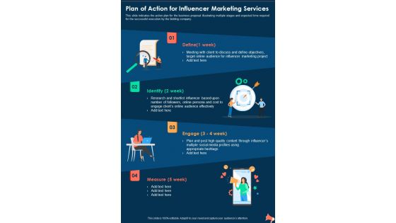 Plan Of Action For Influencer Marketing Services One Pager Sample Example Document