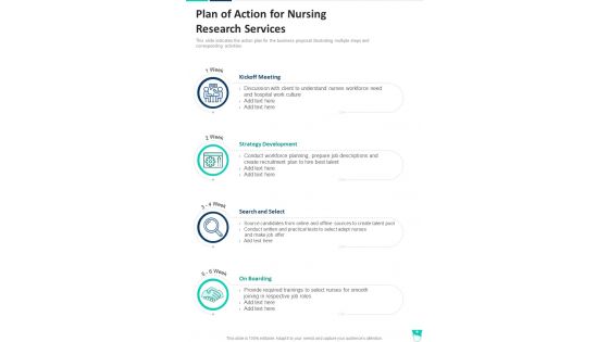 Plan Of Action For Nursing Research Services One Pager Sample Example Document
