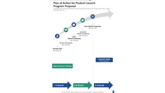 Plan Of Action For Product Launch Program Proposal One Pager Sample Example Document