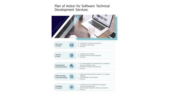 Plan Of Action For Software Technical Development Services One Pager Sample Example Document