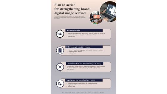 Plan Of Action For Strengthening Brand Digital Image One Pager Sample Example Document