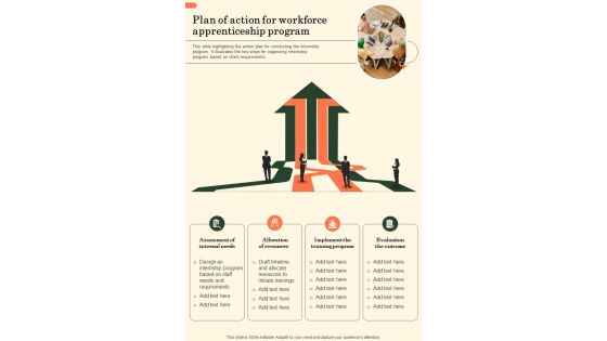 Plan Of Action For Workforce Apprenticeship Program One Pager Sample Example Document