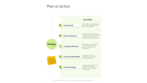 Plan Of Action SEO Proposal One Pager Sample Example Document