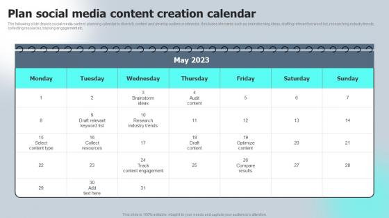 Plan Social Media Content Creation Calendar Macro VS Micromarketing Strategies MKT SS V