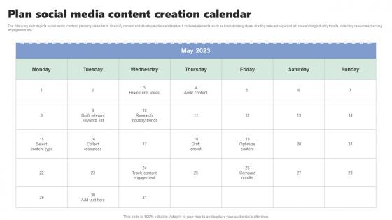 Plan Social Media Content Creation Calendar Micromarketing Strategies For Personalized MKT SS V