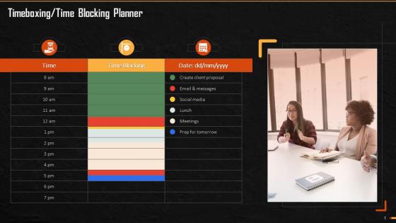 Planner For Timeboxing Technique Training Ppt