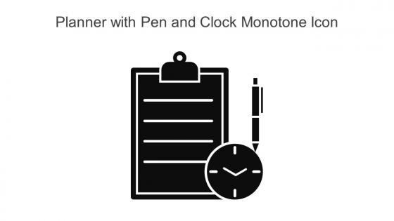 Planner With Pen And Clock Monotone Icon In Powerpoint Pptx Png And Editable Eps Format