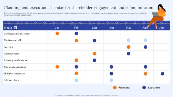 Planning And Execution Calendar For Shareholder Engagement Communication Channels And Strategies