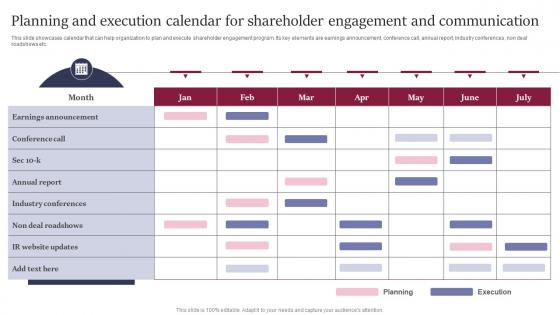 Planning And Execution Calendar For Shareholder Engagement Leveraging Website And Social Media