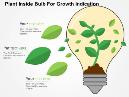 Plant inside bulb for growth indication flat powerpoint design
