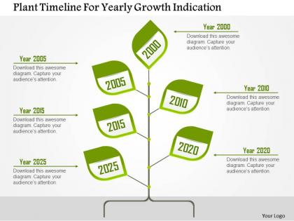 Plant timeline for yearly growth indication flat powerpoint design