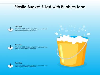 Plastic bucket filled with bubbles icon