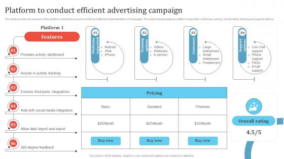 Platform To Conduct Efficient Advertising Campaign Promotion Campaign To Boost Business MKT SS V