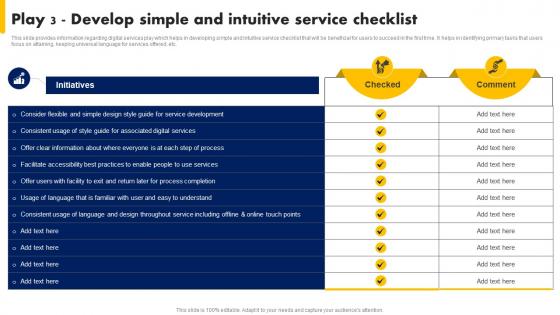Play 3 Develop Simple And Intuitive Service Checklist Digital Advancement Playbook