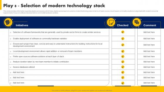 Play 8 Selection Of Modern Technology Stack Digital Advancement Playbook