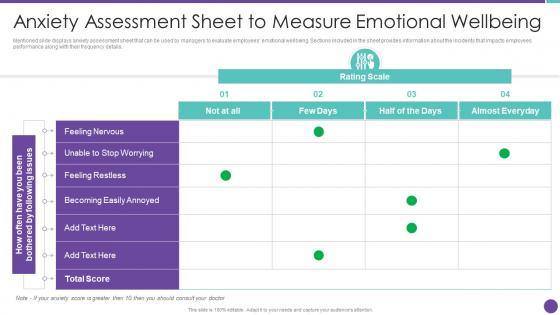 Playbook Employee Wellness Anxiety Assessment Sheet To Measure Emotional Wellbeing