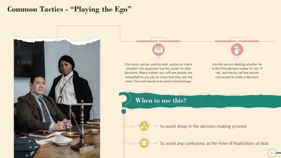 Playing The Ego A Buyers And Sellers Negotiation Tactic Training Ppt