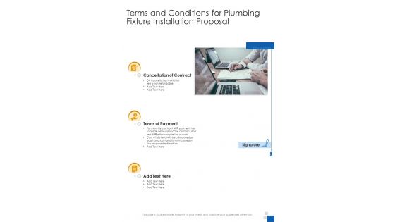 Plumbing Fixture Installation Proposal For Terms And Conditions One Pager Sample Example Document