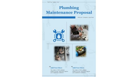 Plumbing Maintenance Proposal One Pager Sample Example Document