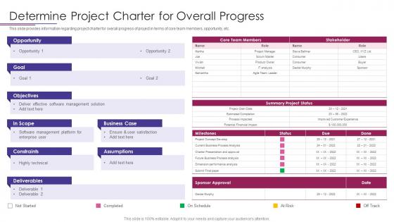 PMP Elements To Success IT Determine Project Charter For Overall Progress