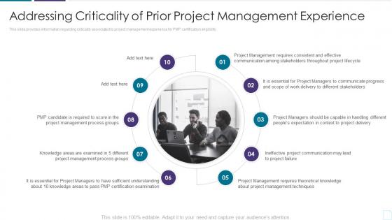 Pmp examination procedure it addressing criticality of prior project management experience