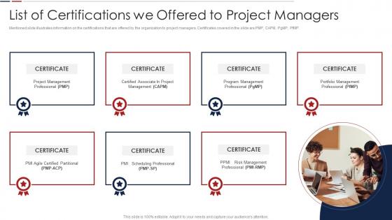 Pmp Handbook It List Of Certifications We Offered To Project Managers
