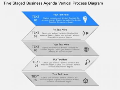 Po five staged business agenda vertical process diagram powerpoint template