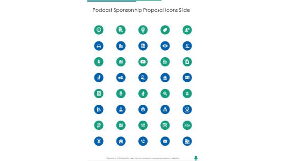 Podcast Sponsorship Proposal Icons Slide One Pager Sample Example Document